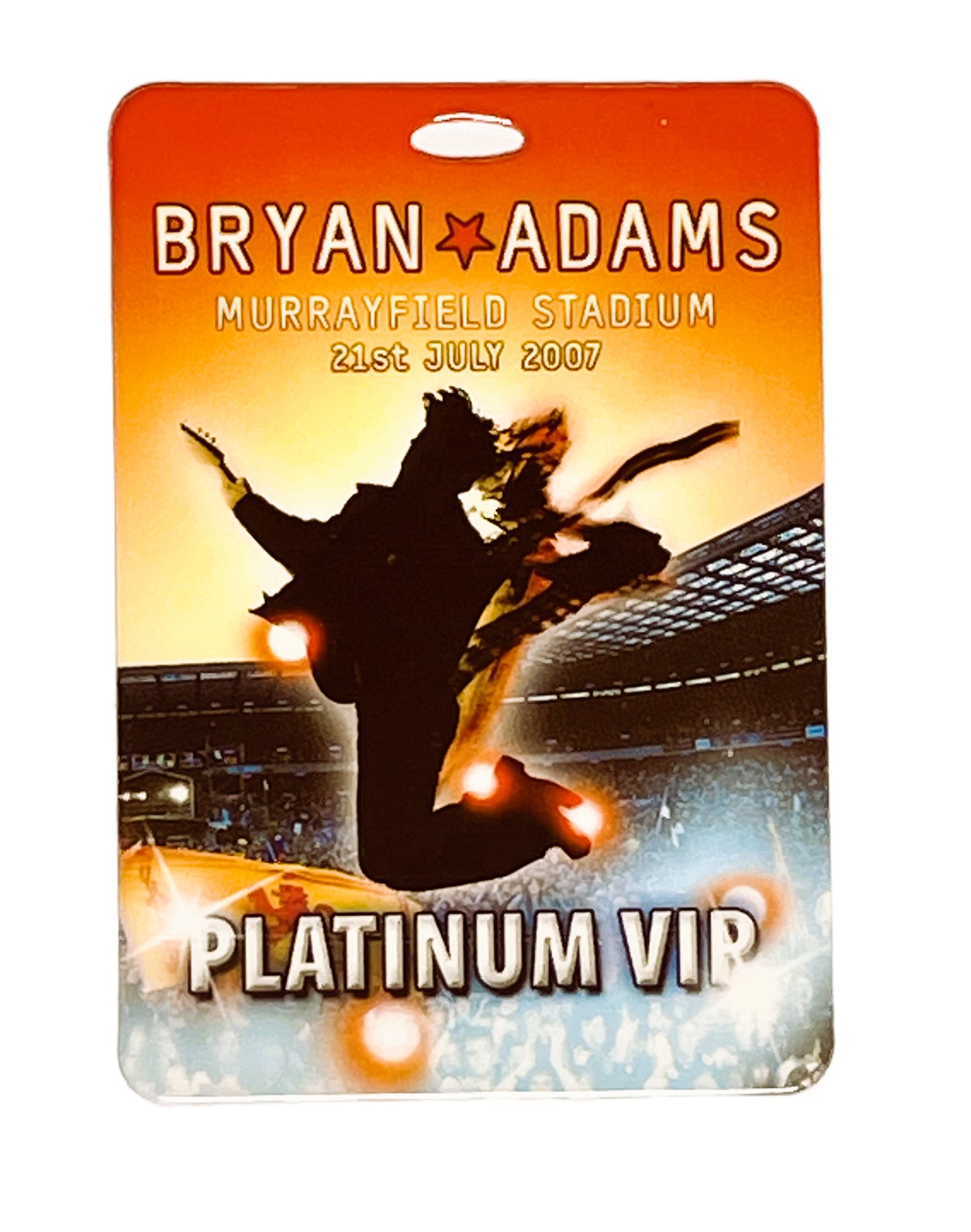 Platinum VIP pass for Bryan Adams concert at Murrayfield Stadium on 21st July 2007