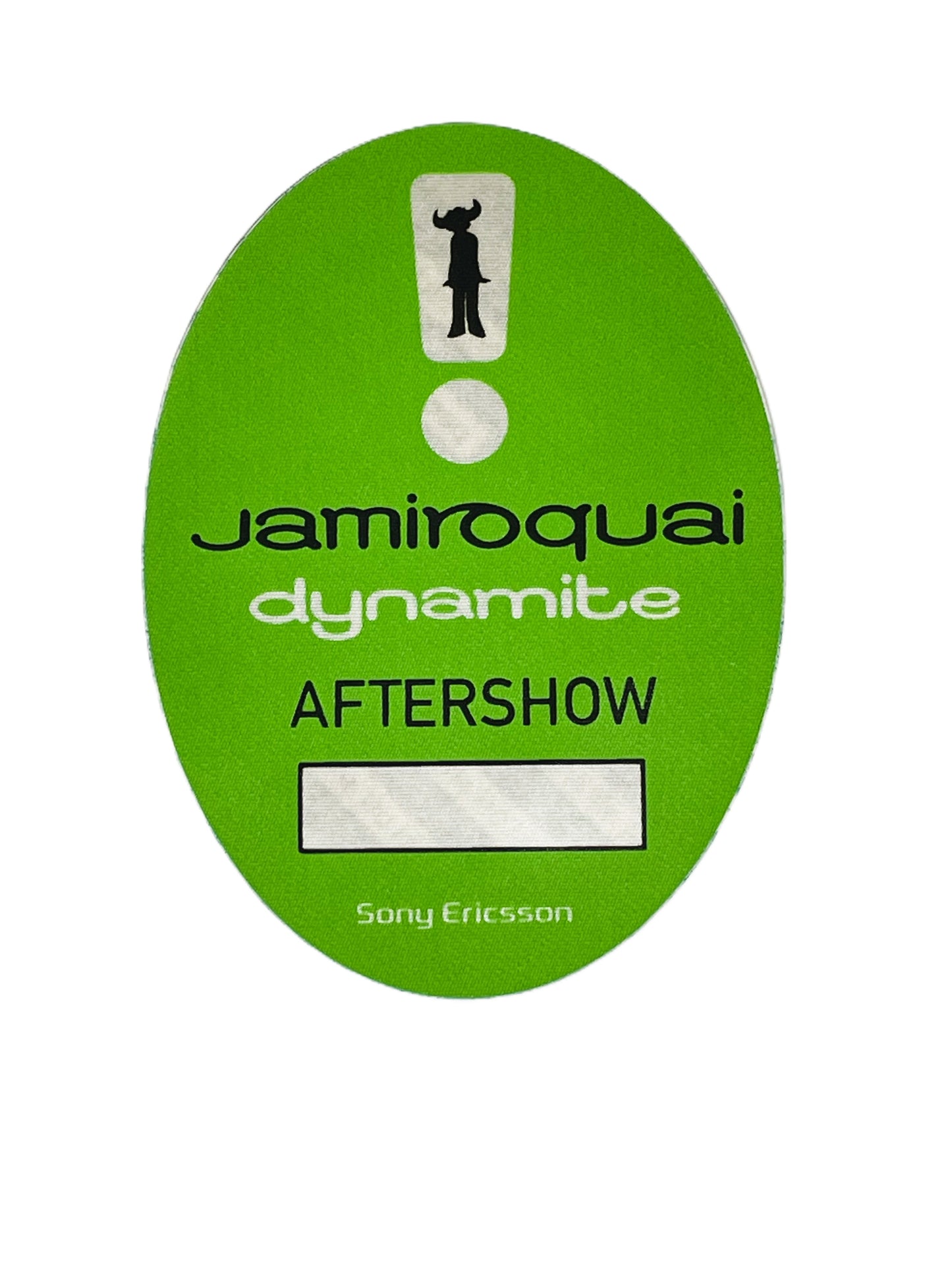 Jamiroquai oval green sticky pass with aftershow in text.