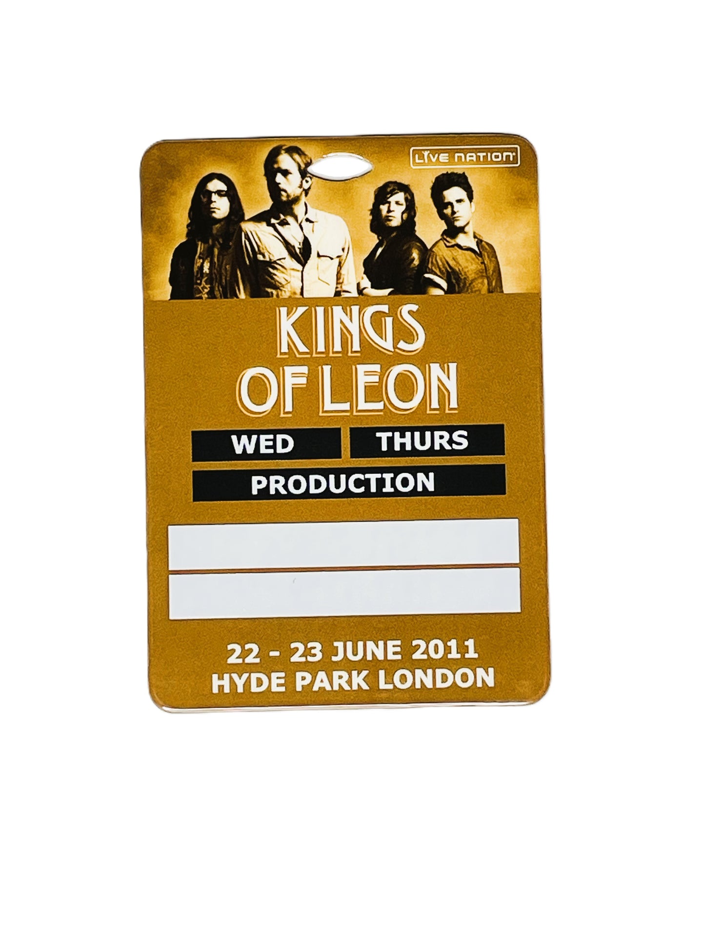 Event pass for Kings of Leon concert at Hyde Park London in 2011