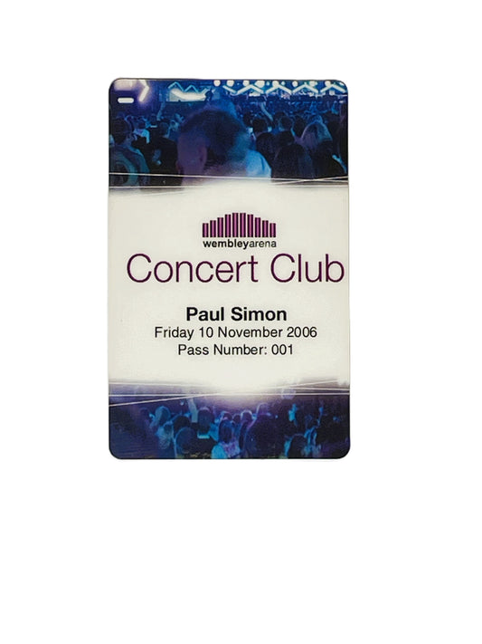 Concert pass for Paul Simon at Wembley Arena on 10 November 2006
