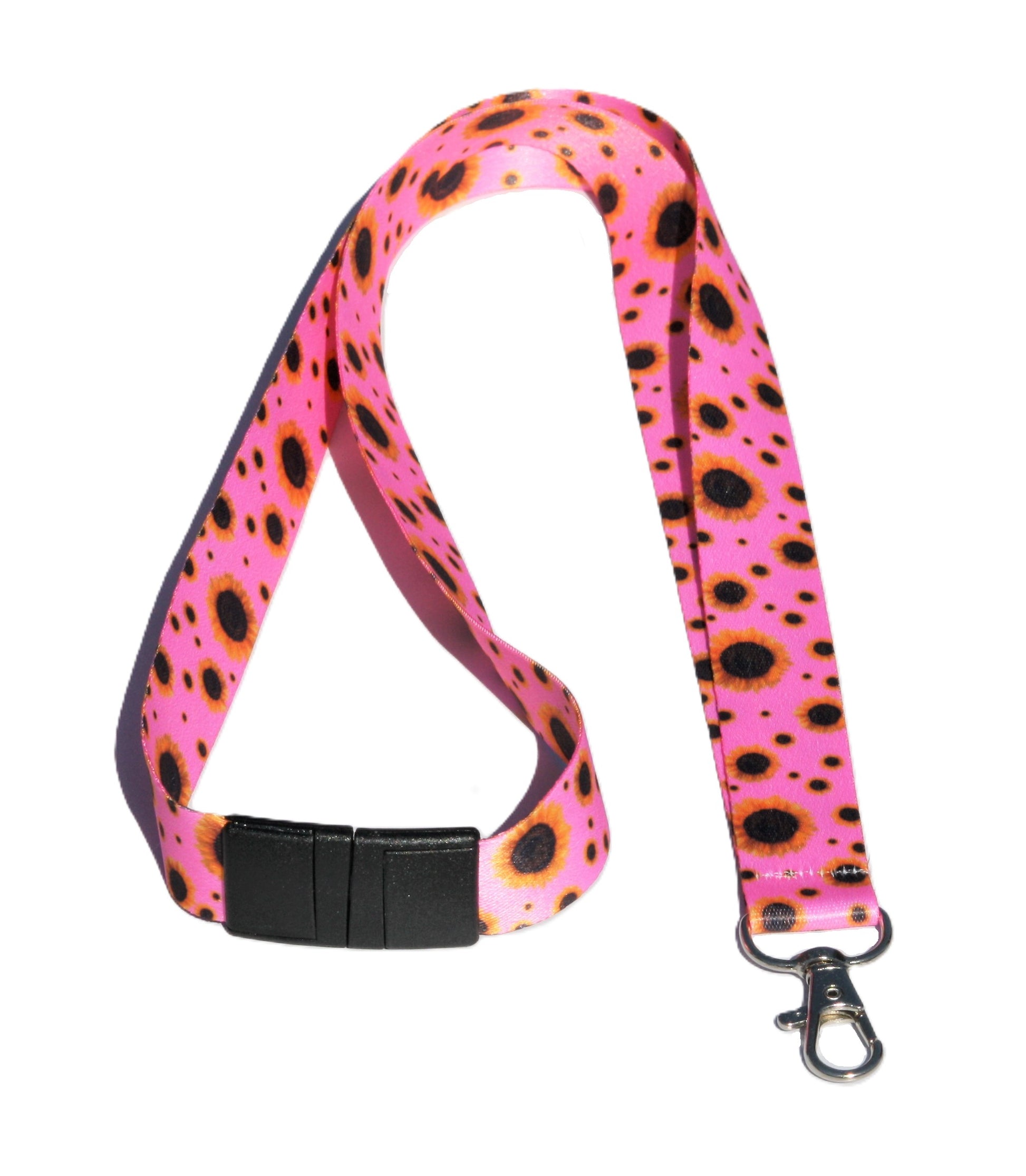 Pink lanyard with sunflower pattern 
