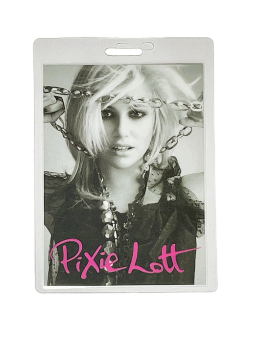 Pass with a photo of a person with blonde hair and chains, featuring the name 'Pixie Lott'.