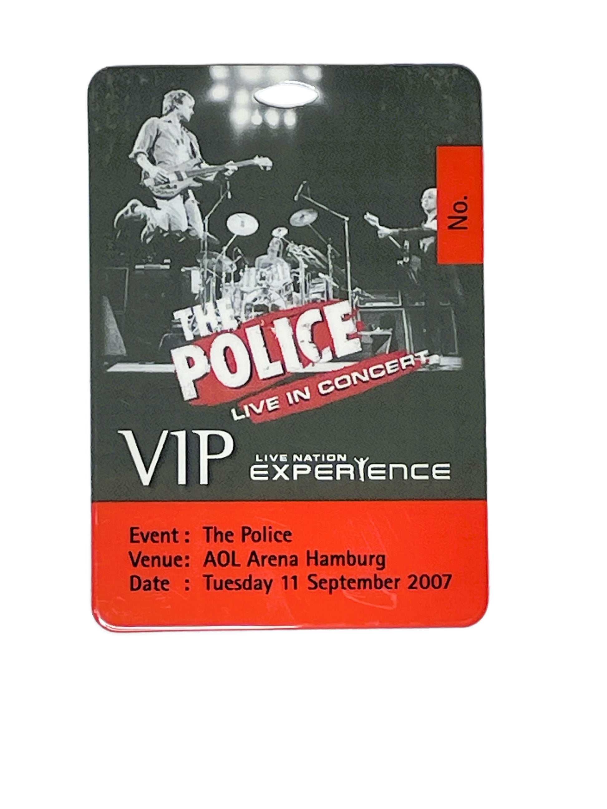 VIP concert pass for The Police live in concert event at AOL Arena Hamburg on 11 September 2007.