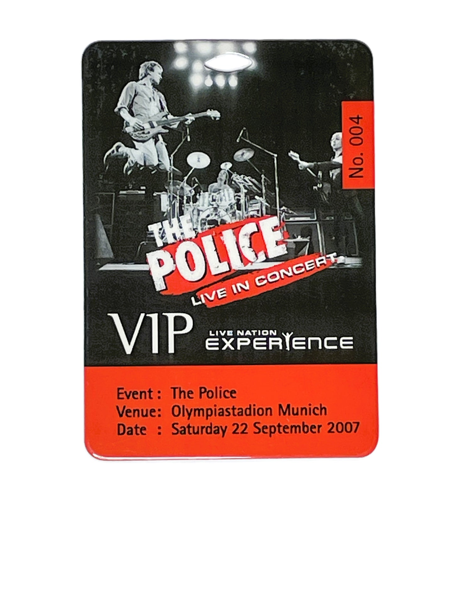 VIP concert pass for The Police live in concert at Olympiastadion Munich on September 22, 2007.