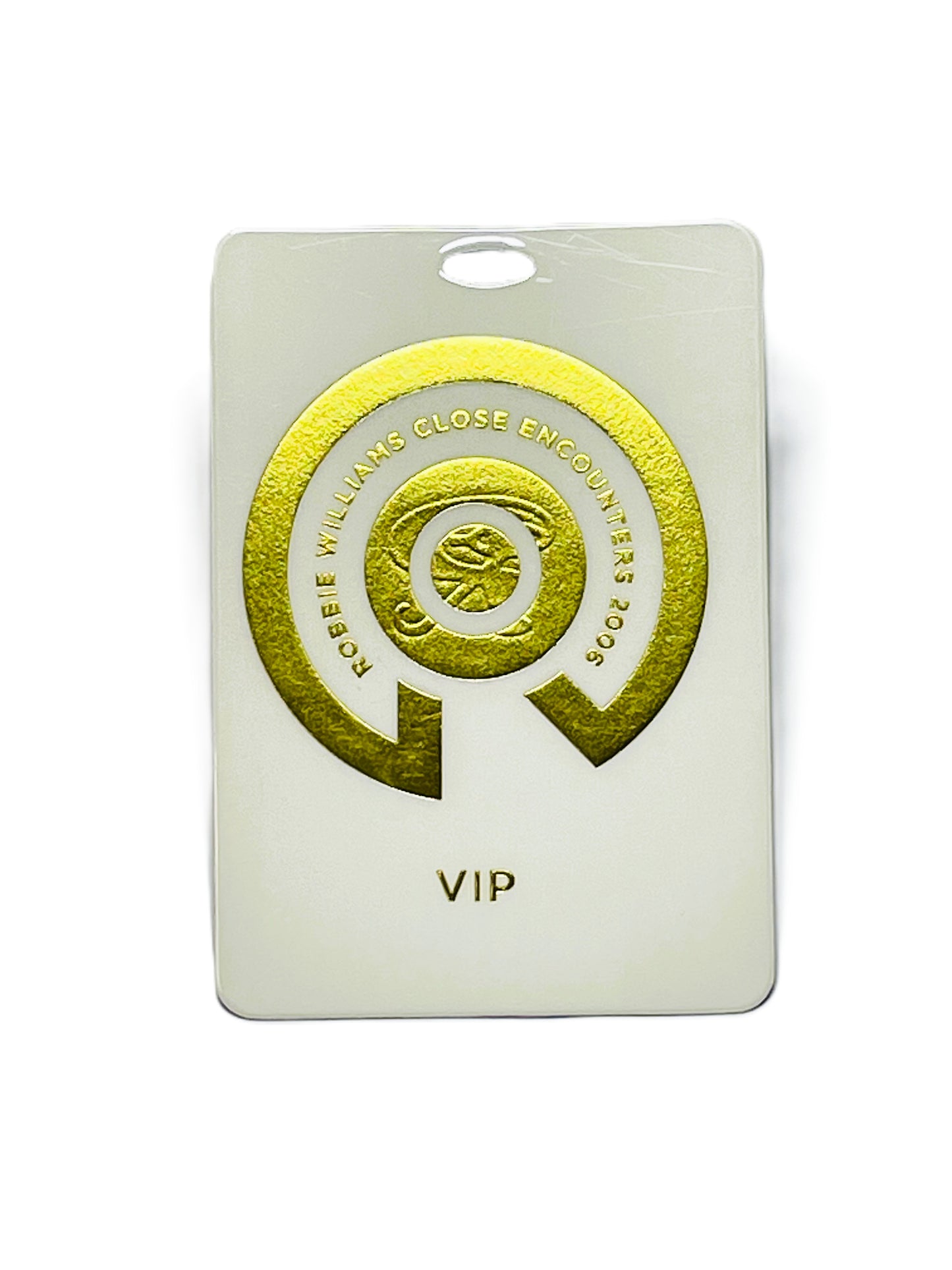 VIP pass with gold emblem and 'VIP' text on a white background