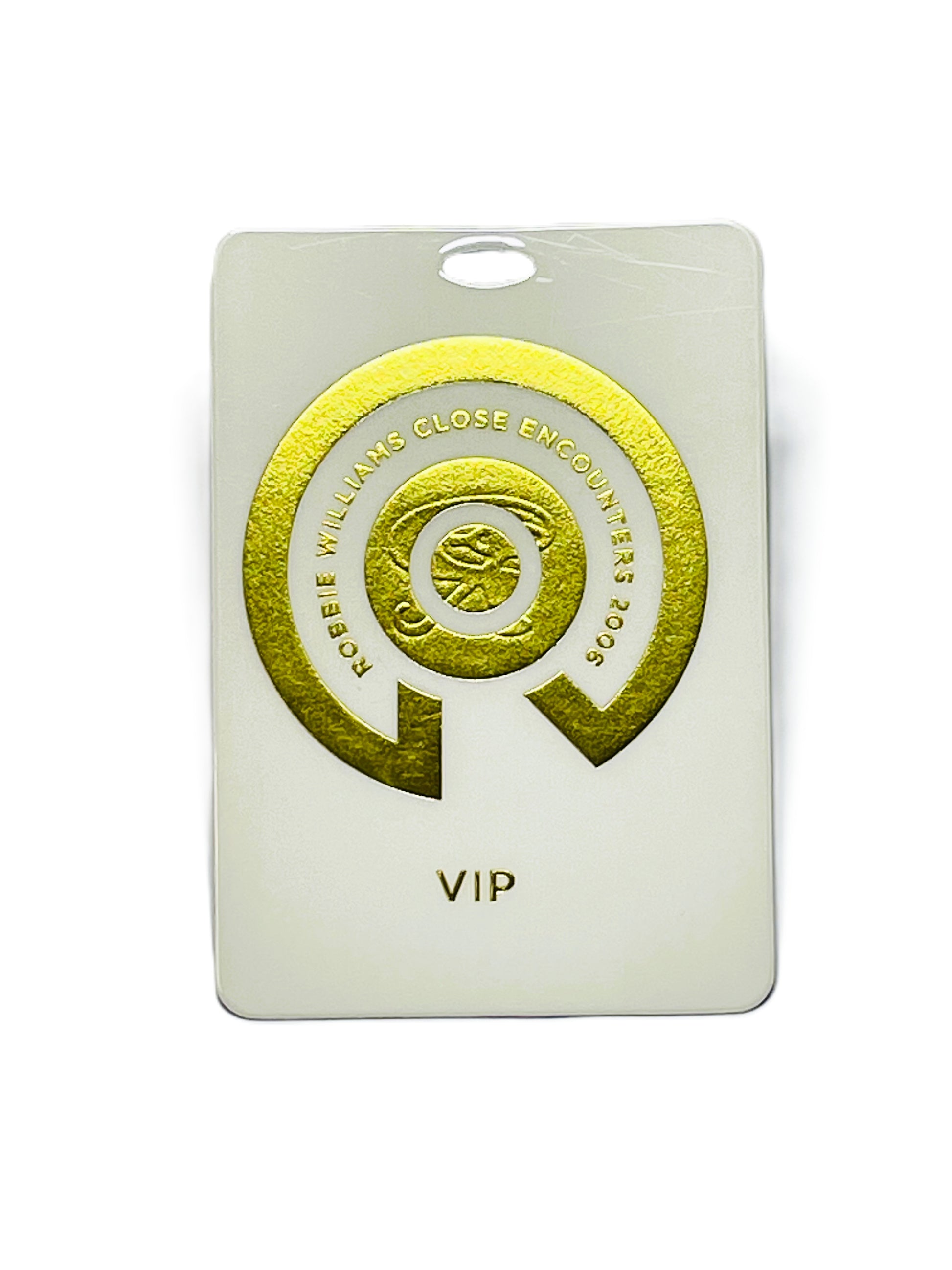 VIP pass with gold emblem and 'VIP' text on a white background
