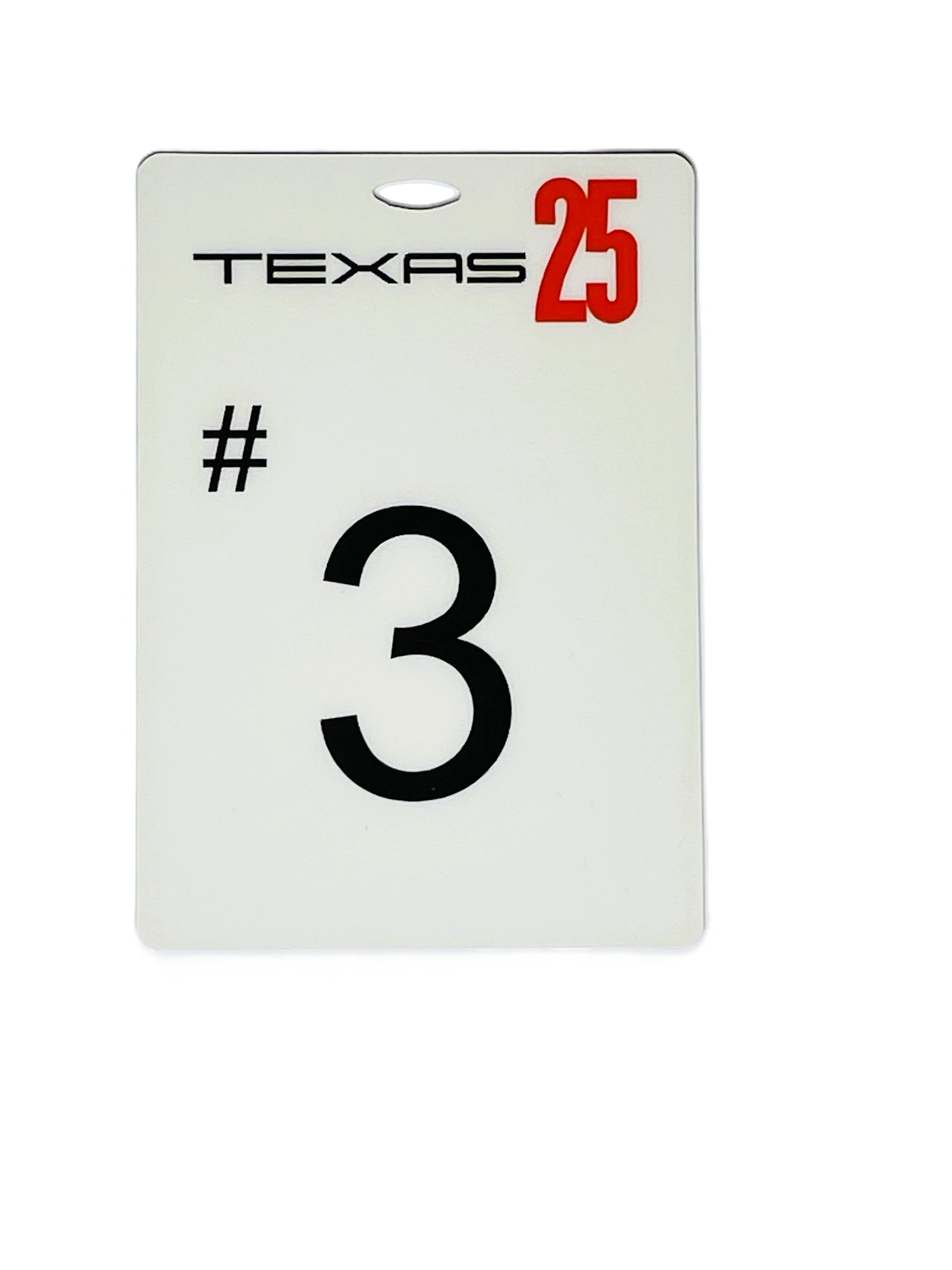 Texas pass with number 3 on a white background