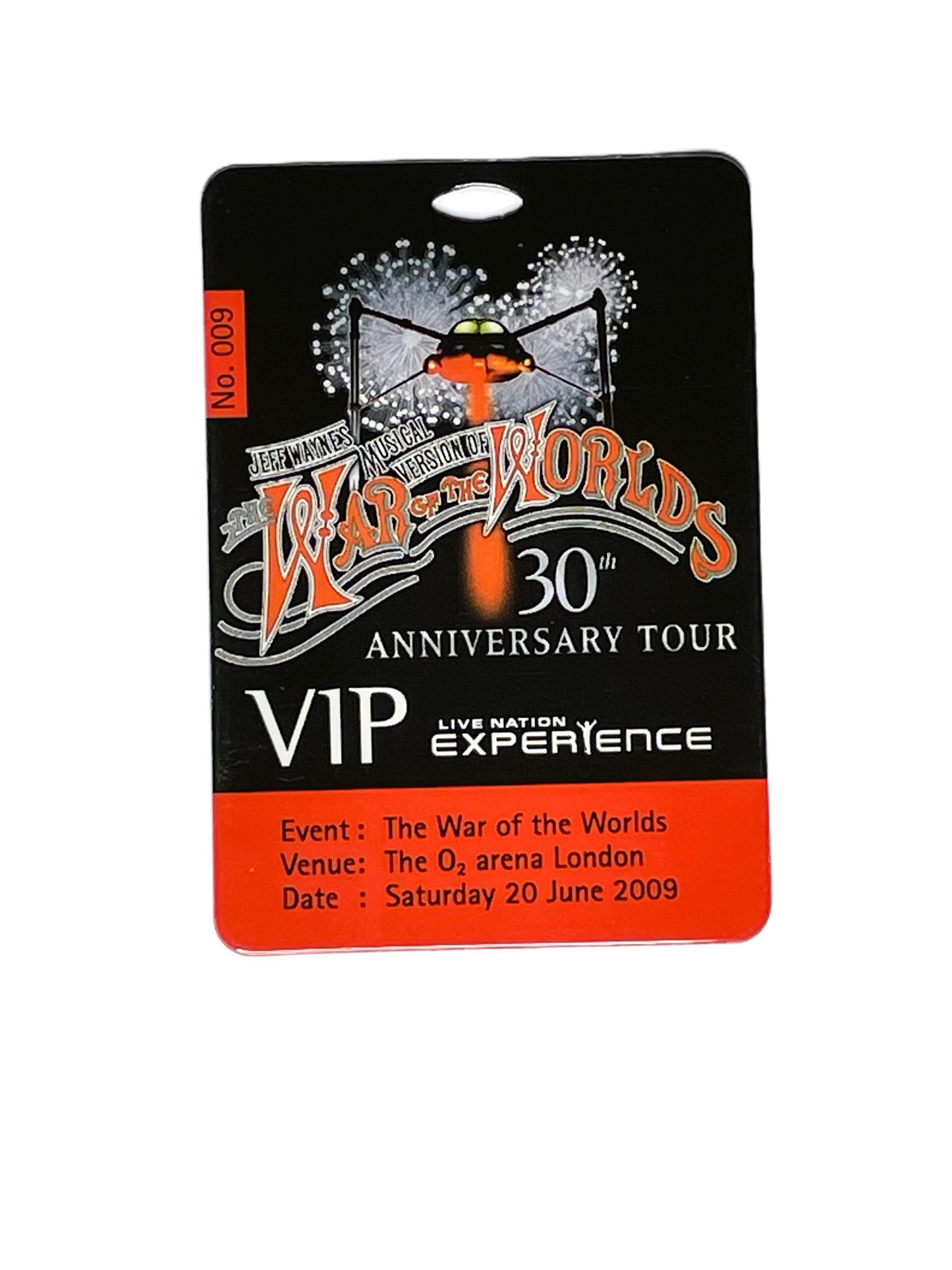 VIP pass for 'War of the Worlds' 30th Anniversary Tour at The O2 arena London