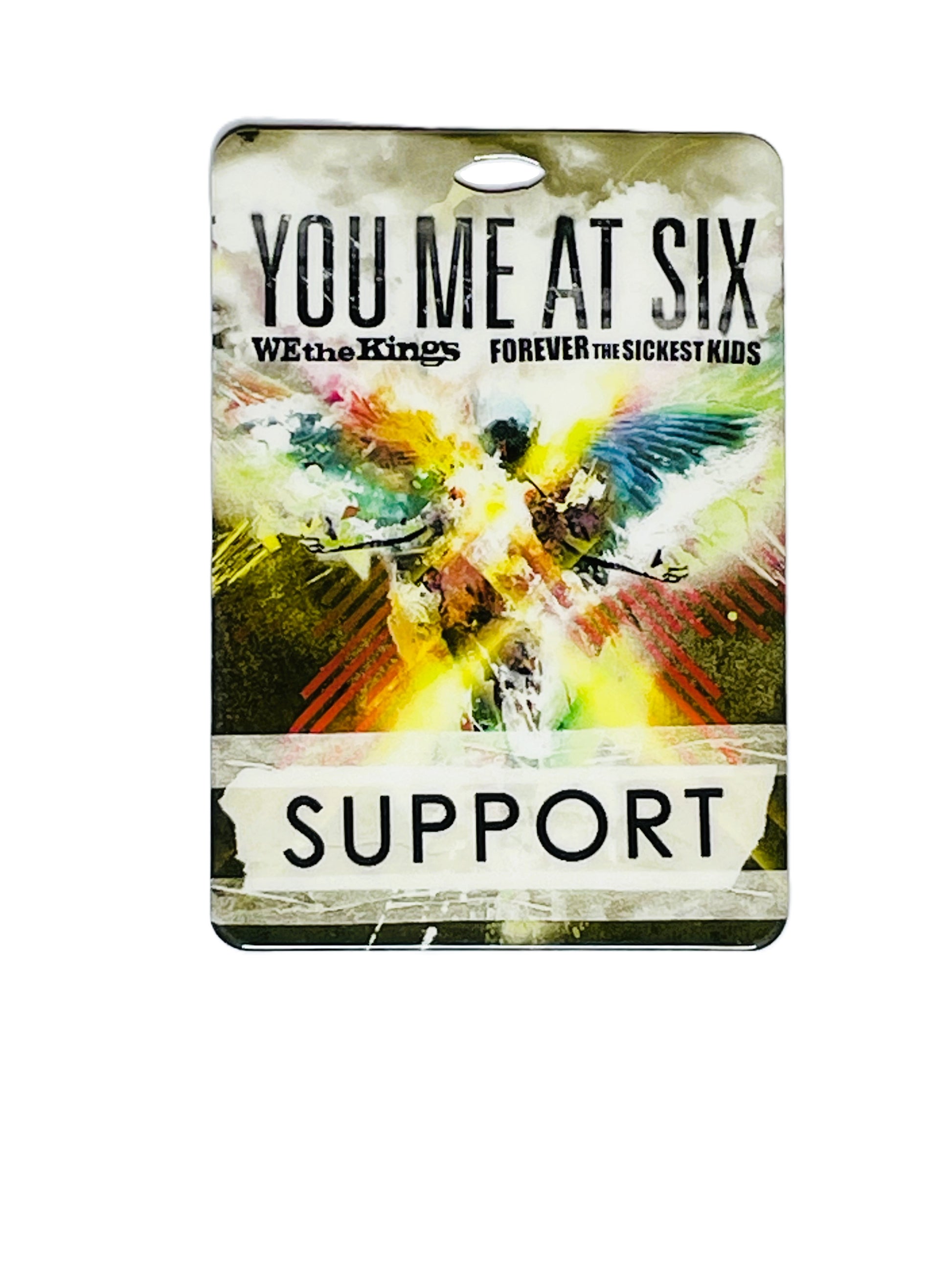 Pass with artistic design and text on a white background