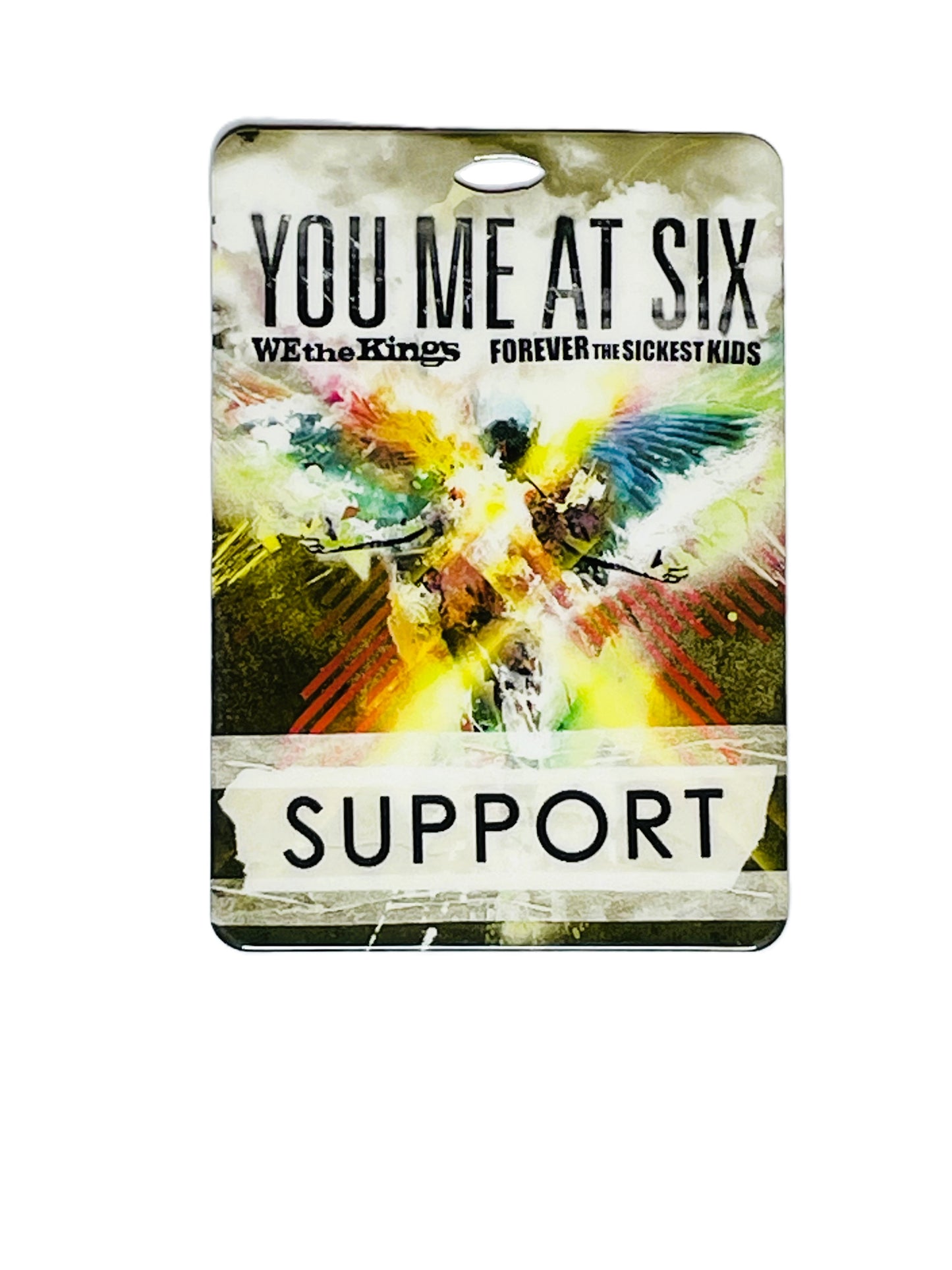 Pass with artistic design and text on a white background