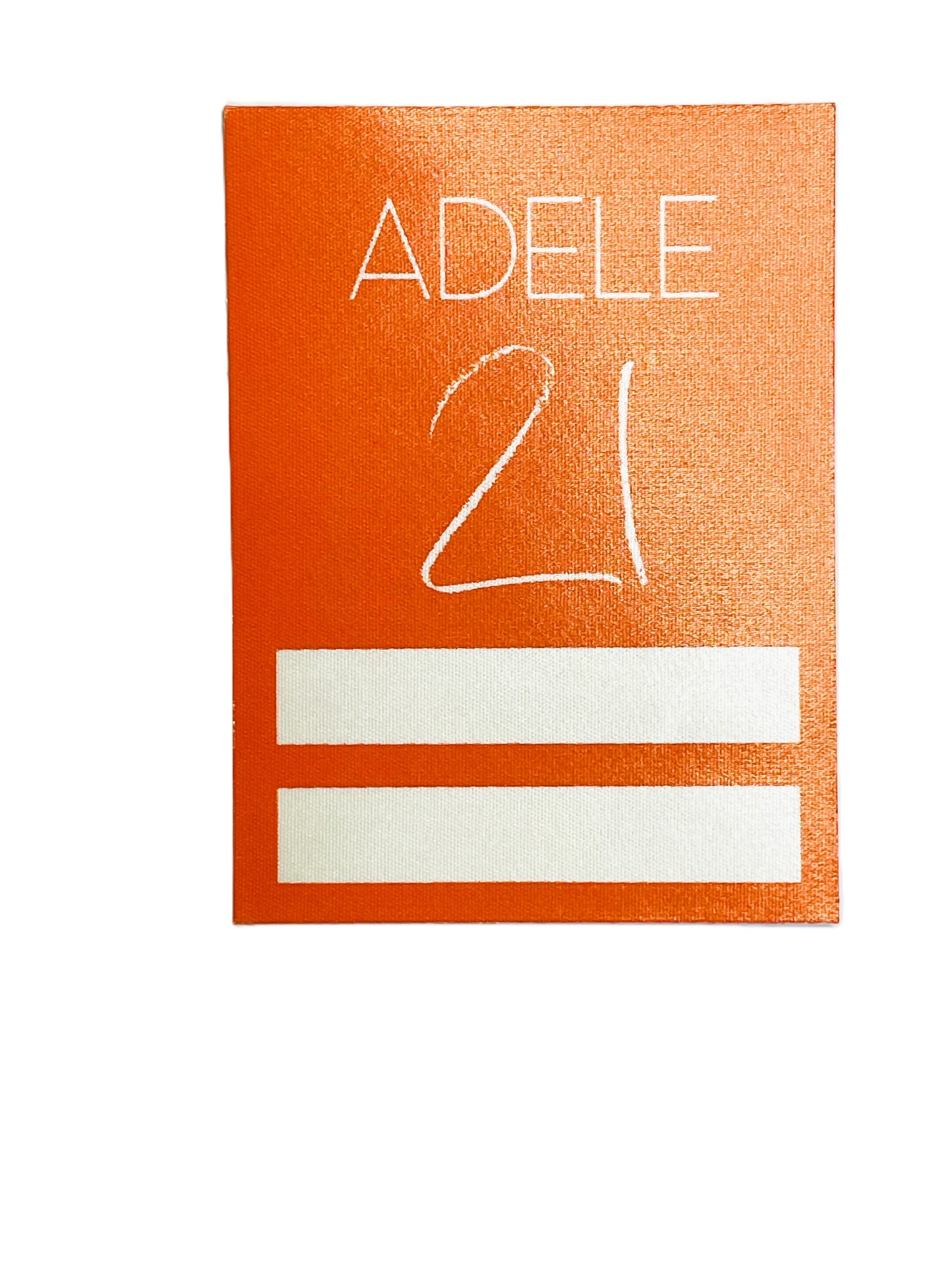 Sticky pass for 'Adele 21' with orange background and white text