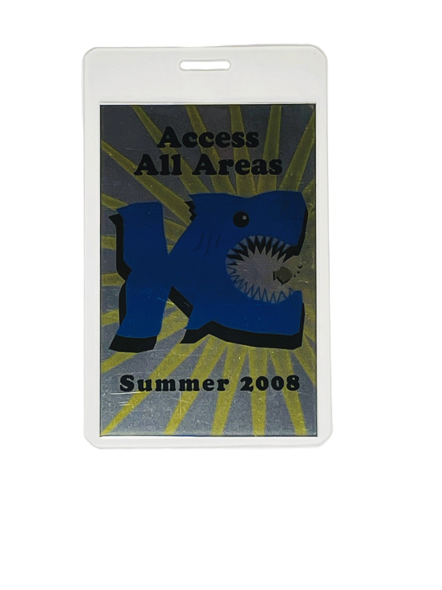 pass with shark design and 'Access All Areas Summer 2009' text on a white background